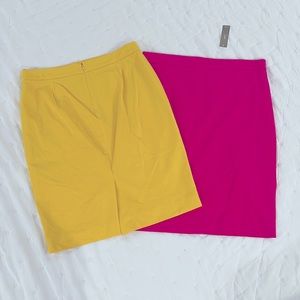 J CREW Barbie Pink NO 2 Pencil Skirt SZ 10 SUNNY Yellow SZ 10